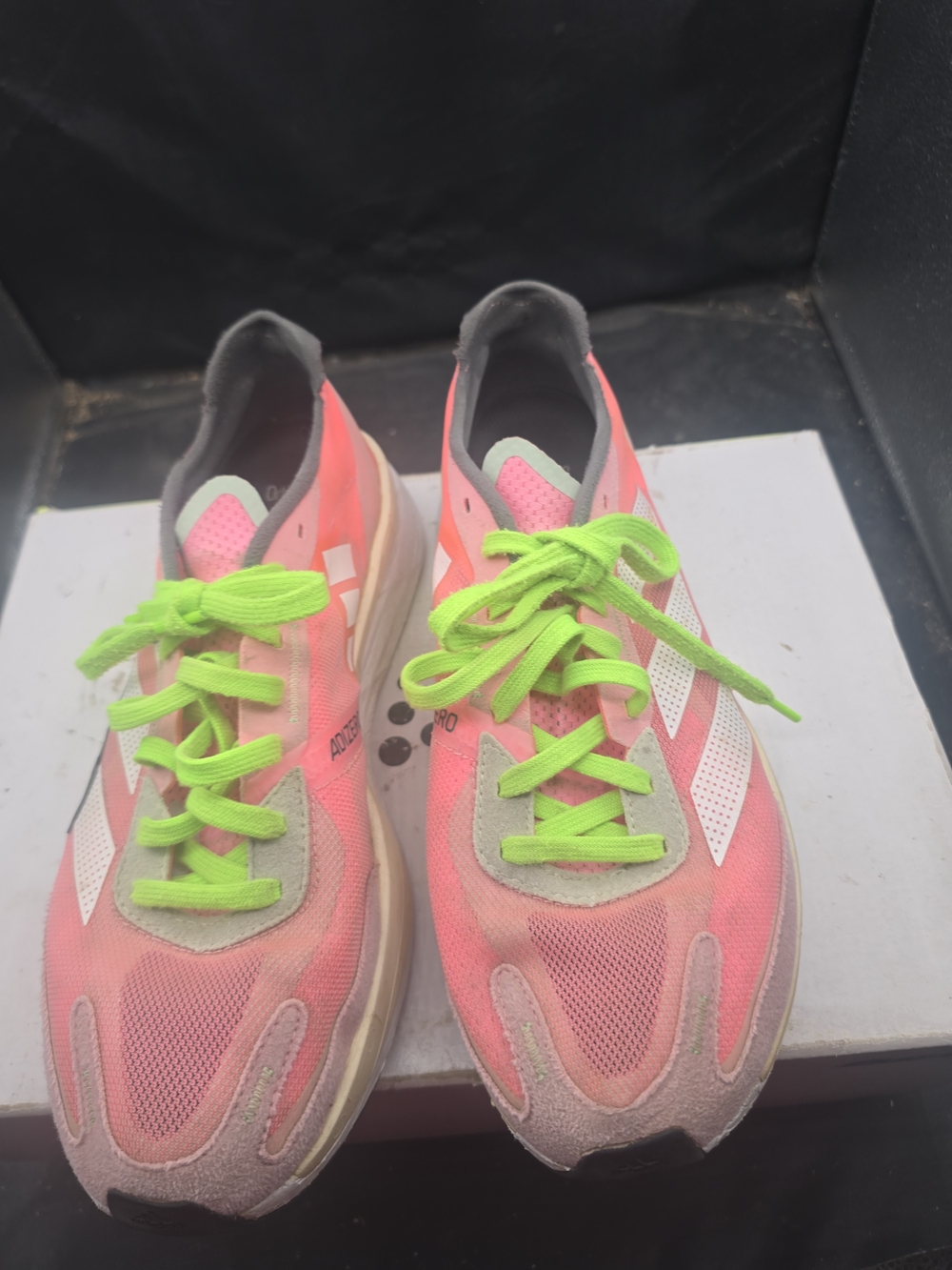 adidas Pink Athletic Sneakers with Neon Green Laces